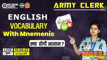 Army Clerk English | Vocabulary, With Mnemonic  | English | Army Clerk | Pranjali Maam - MKC