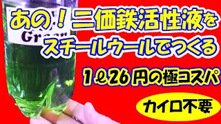 【植物活性液】あの！二価鉄活性液をスチールウールでつくる　１ℓ 26円の極コスパ  カイロ不要【家庭菜園、園芸】【液肥、肥料】