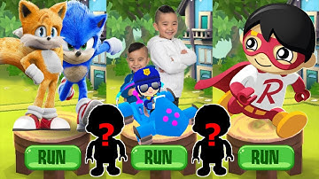 Tag with Ryan vs CKN Toys: Car Hero Run vs Sonic Dash - Combo Panda vs Movie Sonic New Update
