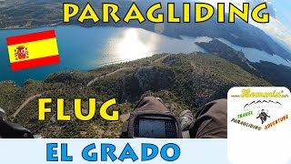 El Grado schöner Abendflug an der Bergflanke und Stausee Spanien Paragliding Gleitschirm Lemmix