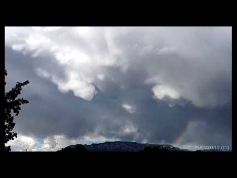 Time lapse of mammatus, virga, and a little rainbow over the Sandias (4k)