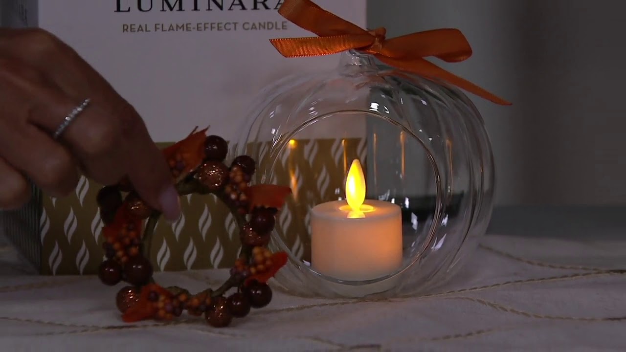 Luminara S/3 Harvest Blown Glass Ornaments with Flameless Tealight