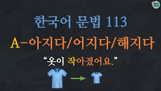 한국어 배우기 | 한국어 문법 113: A-아지다/어지다/해지다 | Korean Grammar with Basic Korean