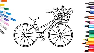 Coloring Beautiful Cycle with Flowers| Coloring Pages | Colouring books