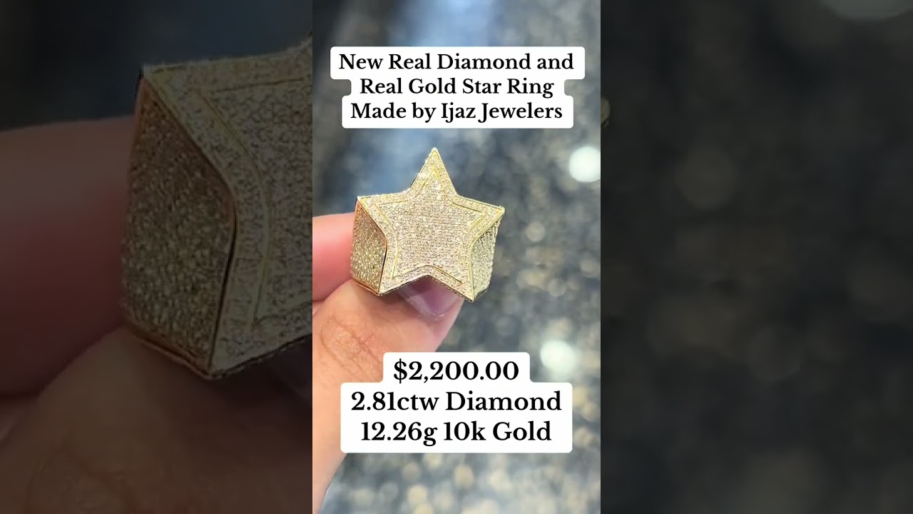 Real Diamond & Gold Star Ring Made by Ijaz Jewelers #goldrings #diamondring #rings