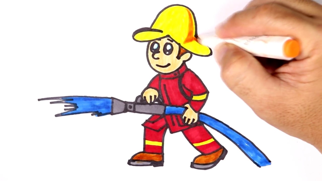 How to Draw a Fireman Learning Colors for kids - YouTube