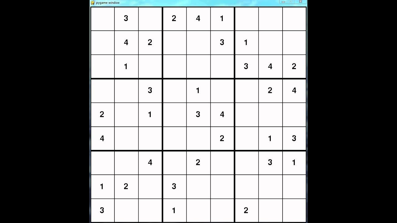 My sudoku generator Python/Pygame YouTube
