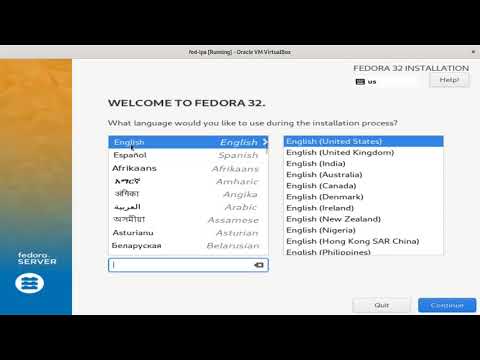Fedora Server 32 Installation into VirtualBox