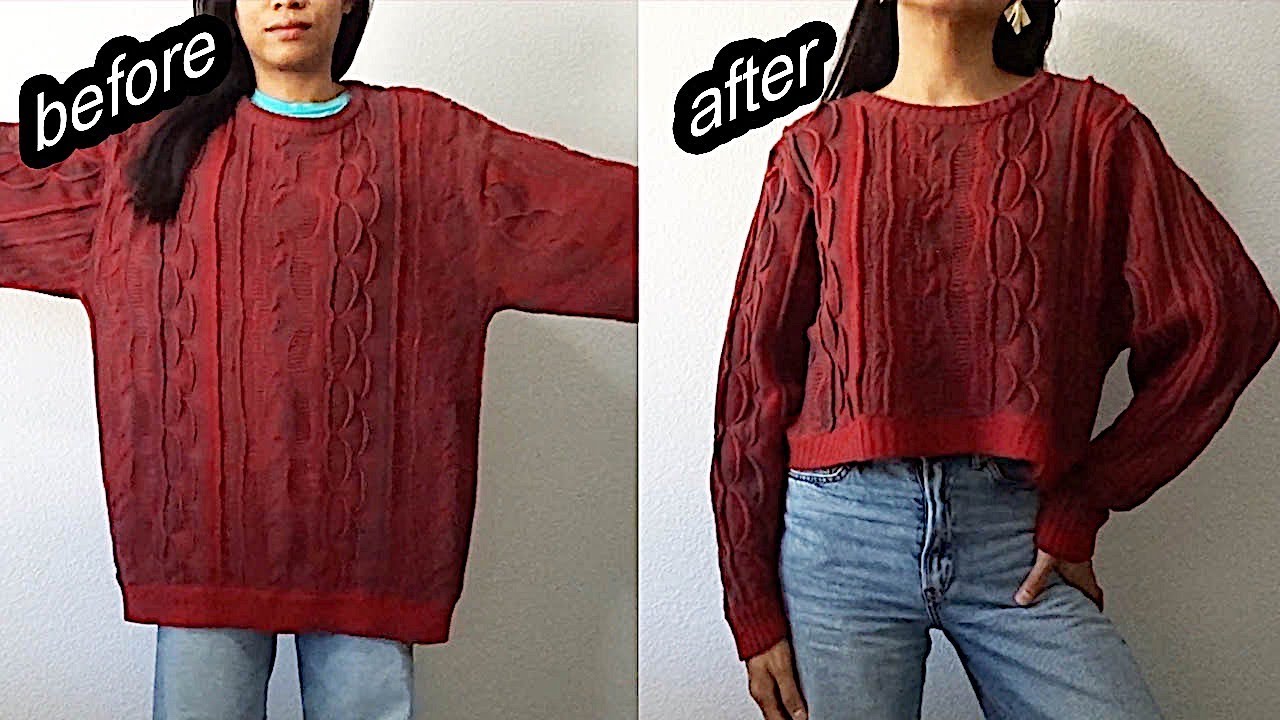 THRIFT FLIP // Men's sweater to women's crop sweater // DIY Sewing