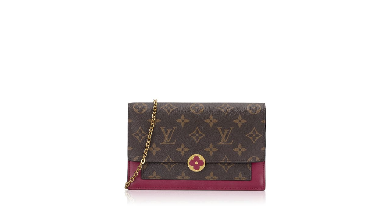 Louis Vuitton Raspberry Monogram Canvas Flore Wallet On Chain (WOC)  QJA0YE1YPB005