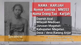 KARIJAH Javanese Contract Workers Suriname MM353