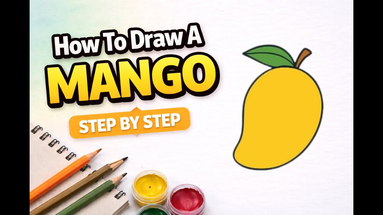 How to Draw Mango Step by Step | Easy Mango Drawing for Beginners