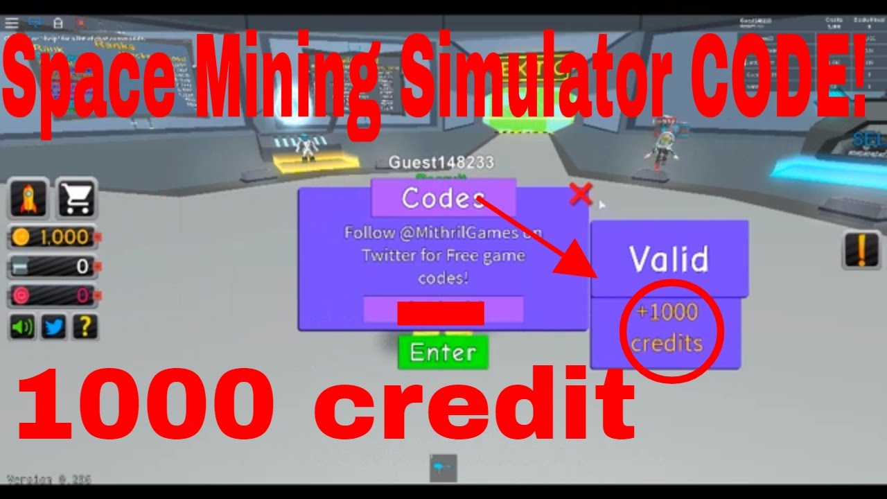 Space Mining Simulator CODE ROBLOX 1000 FREE CRIDET YouTube