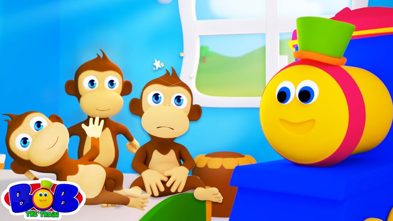 Cinque piccole scimmie | Musica per bambini |  Bob The Train Italiano | Contare i numeri