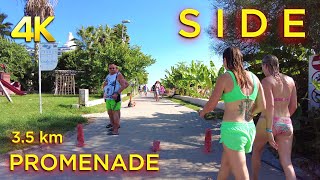 Side All Hotels Promenade Beach Shopping 3 5 Km Walking Tour 4K Turkiye 