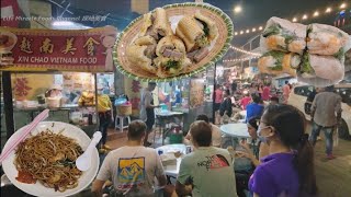 炒面越南火腿面包春卷槟城卖菜街牛干冬热闹夜市美食街 Penang Street Food Ham Bread Spring Roll Dinner