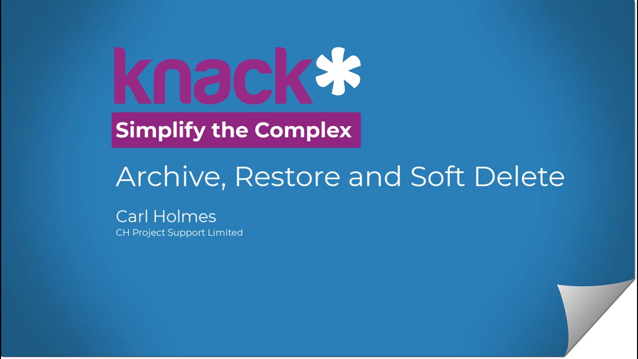 Archive, Restore and Soft Delete - Knack Database - YouTube