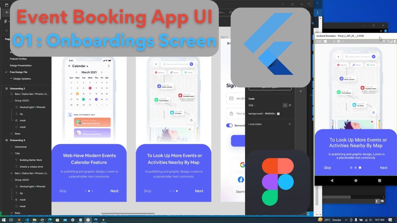 02 : OnBoardings Screen | Event Booking App UI Kit in Flutter | Figma ...