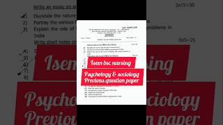BSc nursing 1st semester/psychology sociology previous question papers