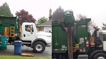 2 WM Side Loaders: Labrie Automizer & McNeilus ZR on Yard Waste