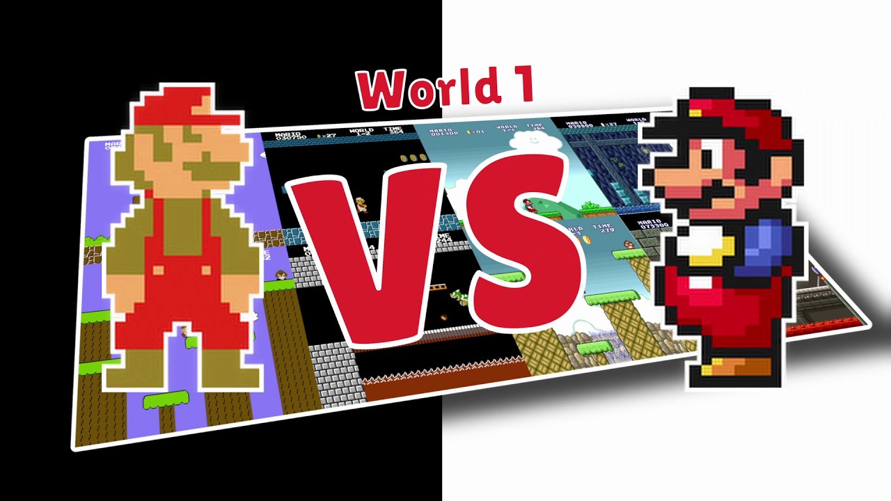 🎮 Сравнение World 1: Super Mario Bros против Super Mario All-Stars (1-1, 1-2, 1-3, 1-4 бок о бок)