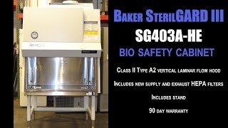Baker SterilGARD III Advance SG403A-HE Class II Type A2 bio safety cabinet (0877G BIO CAB)