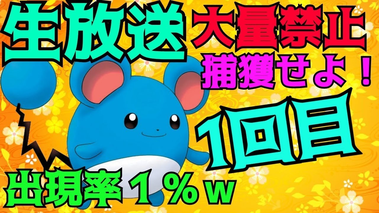 生放送 8 ゲット終了 大量禁止 出現率1 のマリルを捕獲せよ Youtube 生放送 8 ゲット終了 大量禁止 出現率1 のマリルを捕獲せよ Youtube