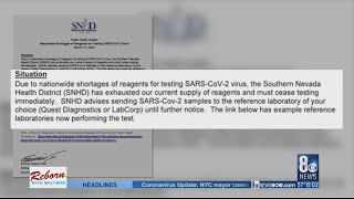 SNHD stops testing immediately due to shortage of chemical for COVID-19 test