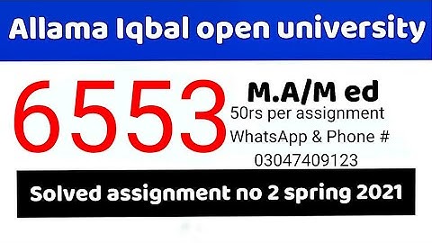 AIOU Solved Assignment No 2 Code 6553 Spring 2021 |