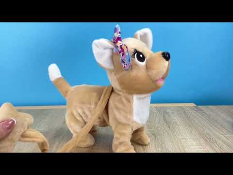 М'яка інтерактивна іграшка Собачка 27 см з сумкою-переноскою співає англійською ходить для дітей, видео 1