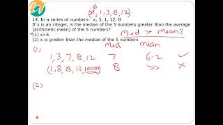 GMAT Quant Question: In a series of numbers:  x, 3, 1, 12, 8