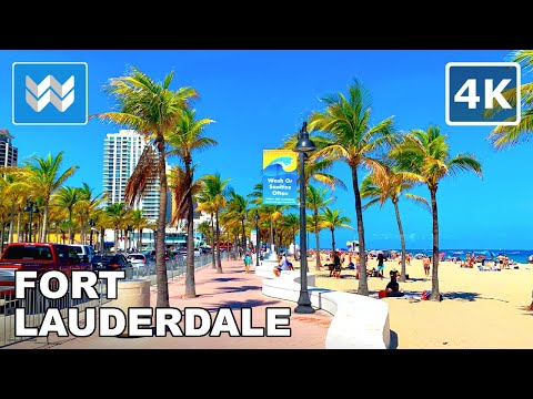 [4K] Fort Lauderdale, Florida USA - Spring Break Walking Tour Vlog & Vacation Travel Guide 🎧