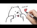 رسم الدببة الثلاثة  |  كيف ترسم دب قطبي بالخطوات