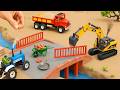 DIY Mini Truck Builds Brick &amp; Metal Railing Bridge | Fun Construction Science Project