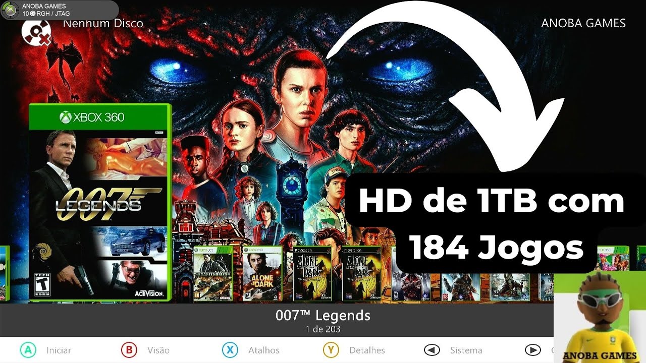 HD de 1TB Lotado com 179 Jogos para Xbox 360 RGH 