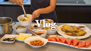 [04] 하루 종일 요리하는 주부 일상 브이로그 | 양갈비, 김밥, 잔치국수, 파전 | 주부브이로그 | 살림브이로그