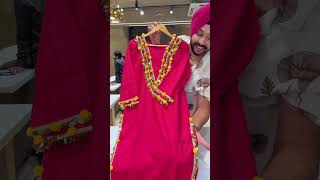 label_amrita Rani Pink Mal Chanderi Heavy Sippi &amp; Pom Pom Long Length Party Wear Coord set