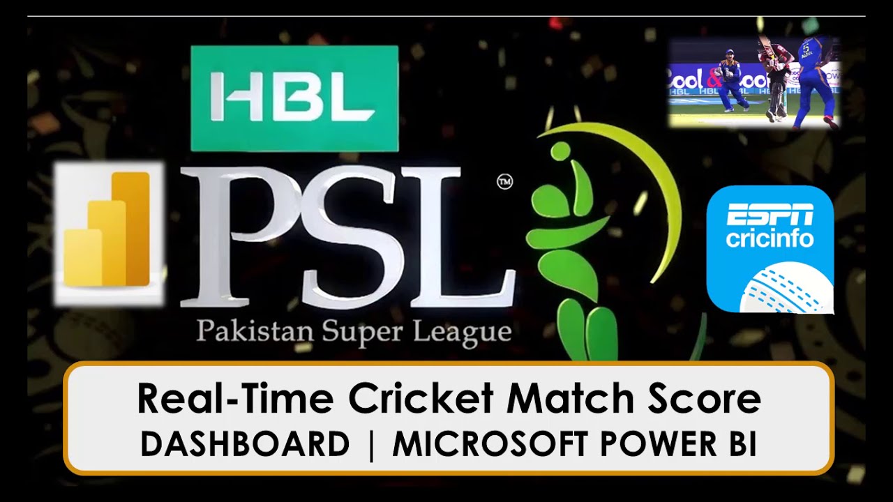 Real-Time Cricket Match Score Update in Microsoft POWER BI Cricinfo Dashboard HBL PSL