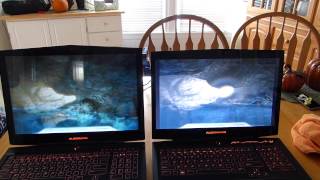 Dell M17X R2 Rgb 1920 X 1200 Left Vs Dell M17X R3 Wled 1600X900 Screen Comparison