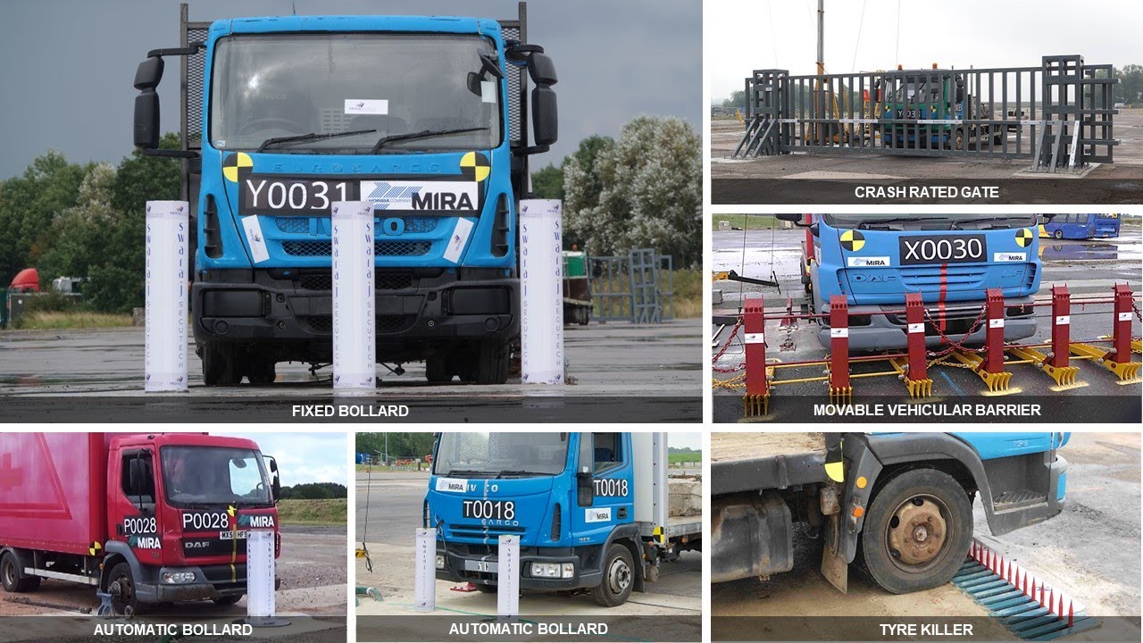 Physically Crash Tested Bollards, Barriers, Gates, Tyre Killer, Road Blocker & by HORIBA MIRA, UK.