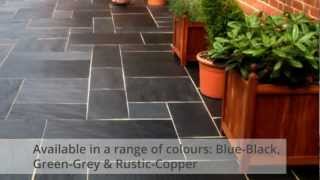 Slate Paving Patio Slabs - Natural Slate Paving Supplier Blue-Black, Rustic-Copper Slate Stone