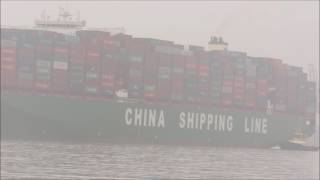 CSCL Indian Ocean departing Felixstowe Berth 8 7th January 2017