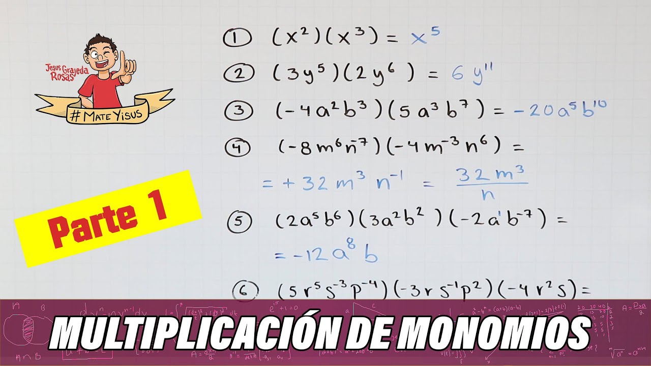 MULTIPLICACIÓN DE MONOMIOS. PARTE 3 - YouTube