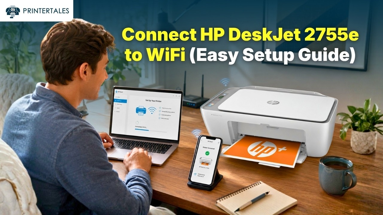 How to Connect HP Deskjet 2755e to WiFi - Easy Wireless Setup | Printer ...
