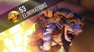 Overwatch 2 Junkrat Gameplay - 53 ELIMS 9 TIRE KILLS POTG (No Commentary)