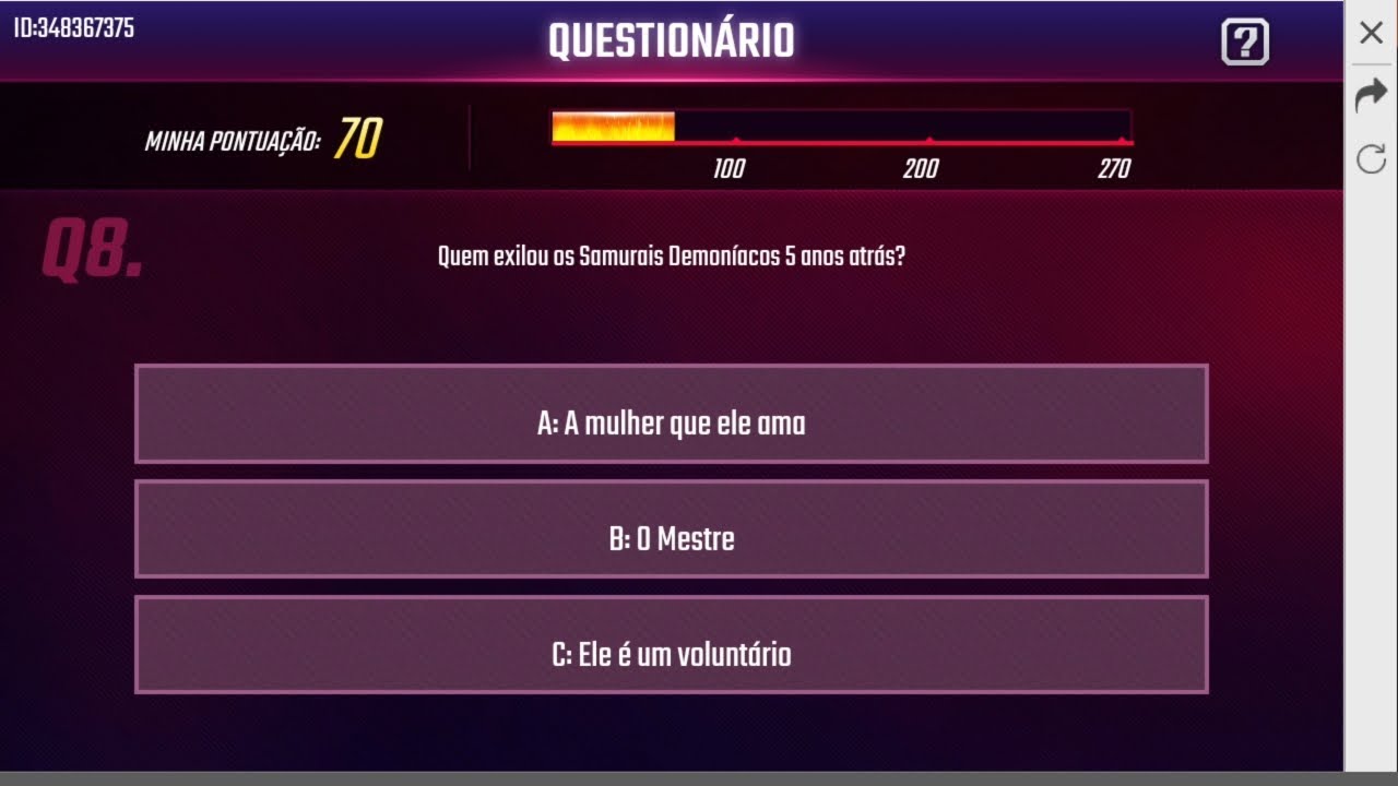 Questionário Premiado - Teste Seu Conhecimento - FREEFIRENEWS