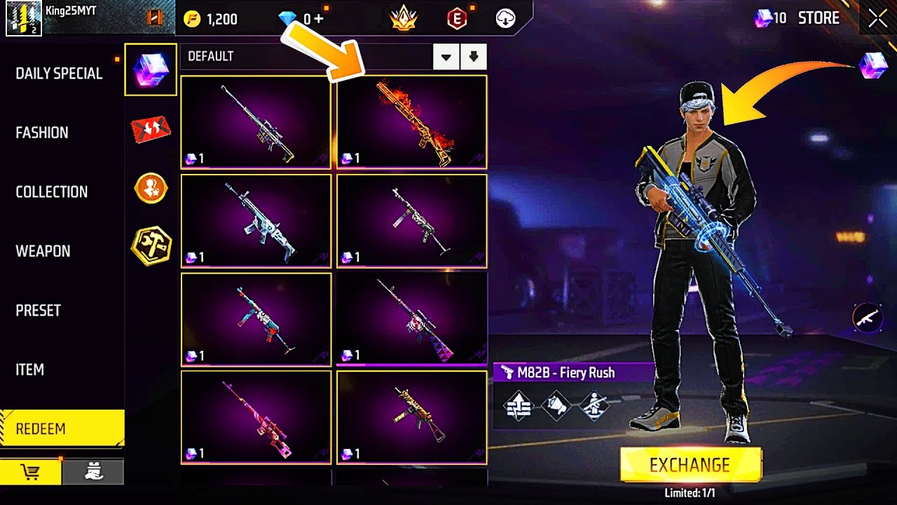 Magic Cube Legendary Gun Skins Free Fire Max 