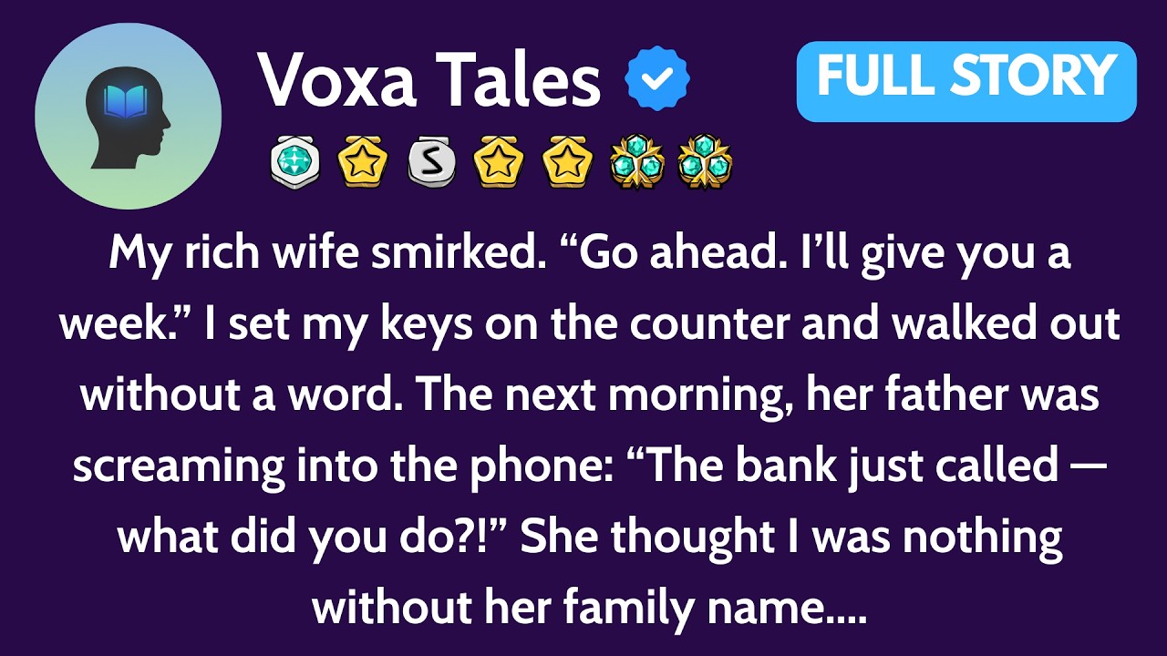 My Rich Wife Smirked. “Go Ahead. I’ll Give You A Week.” I Set My Keys On The Counter And Walked Out