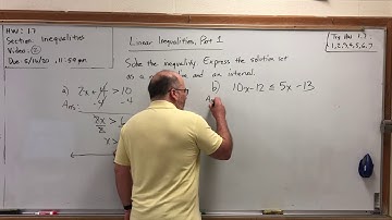 HW 1.7 Inequalities (2) – Linear Inequalities, Part 1