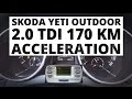 Skoda yeti outdoor 4x4 20 tdi 170 hp  acceleration 0100 kmh